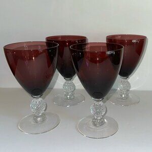 Lot of 4 Vintage Cambridge Aurora Amethyst 6 1/4" Water Goblet Glass Very Nice
